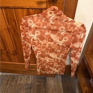 Ganni Floral Cowl Neck blouse in Rust and Cream